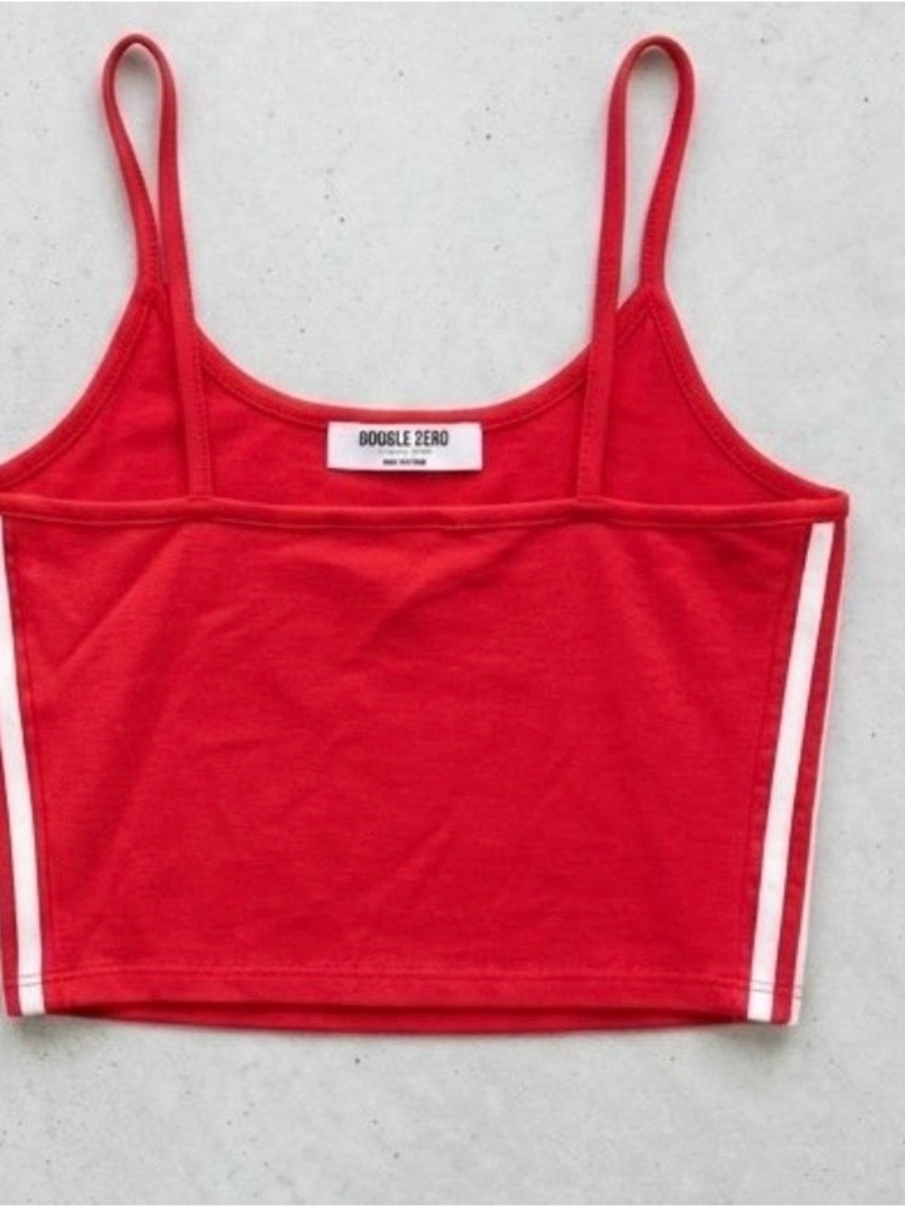 Double Zero Sporty Red Striped Crop Tank Top - Size Large